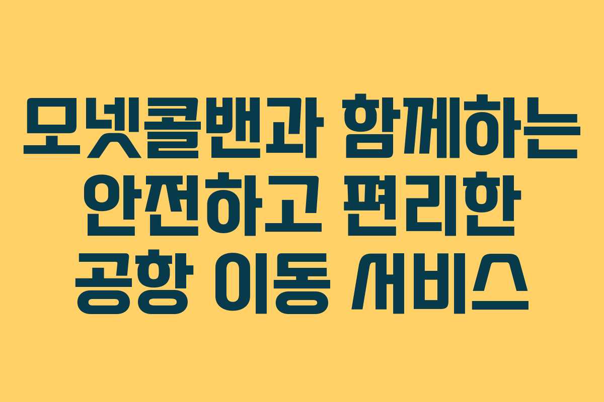 모넷콜밴과 함께하는 안전하고 편리한 공항 이동 서비스