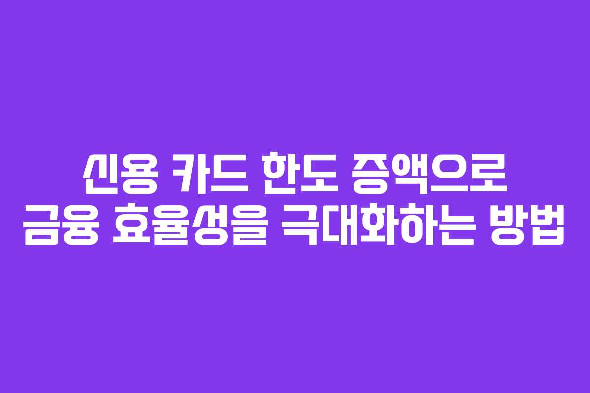 신용 카드 한도 증액으로 금융 효율성을 극대화하는 방법