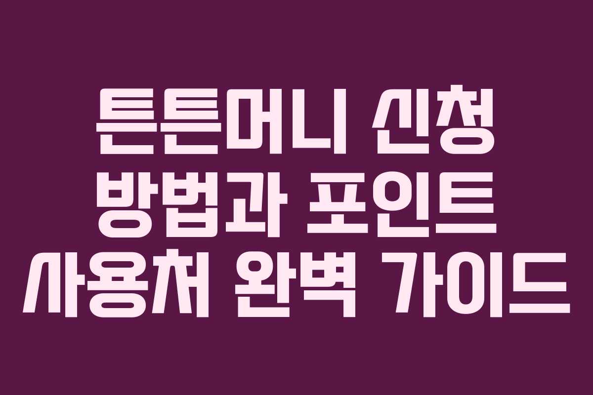 튼튼머니 신청 방법과 포인트 사용처 완벽 가이드