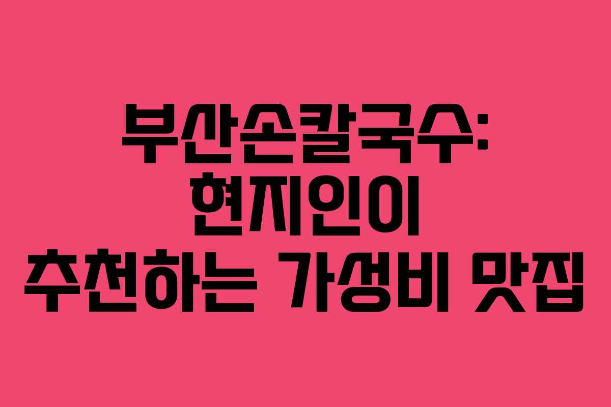 부산손칼국수: 현지인이 추천하는 가성비 맛집