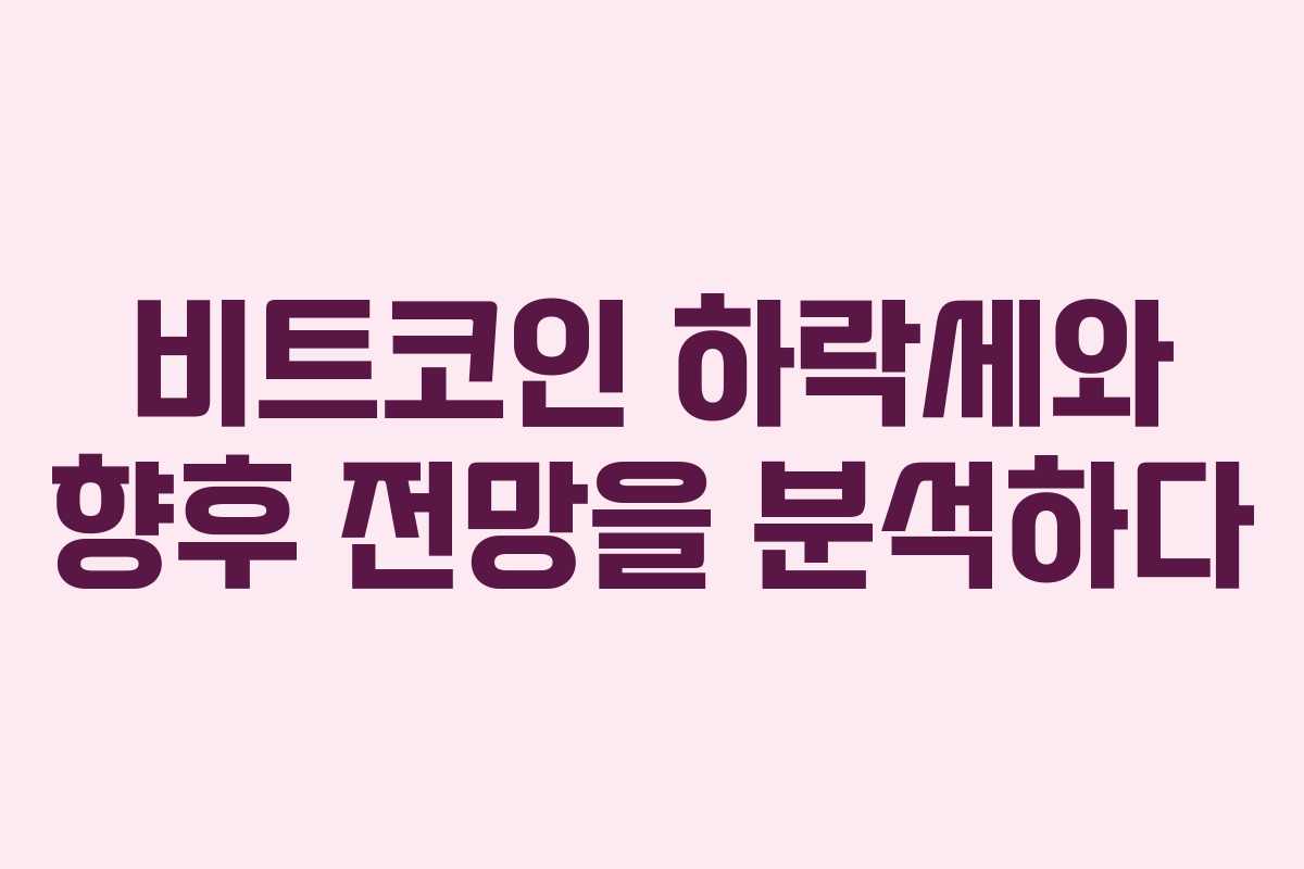 비트코인 하락세와 향후 전망을 분석하다