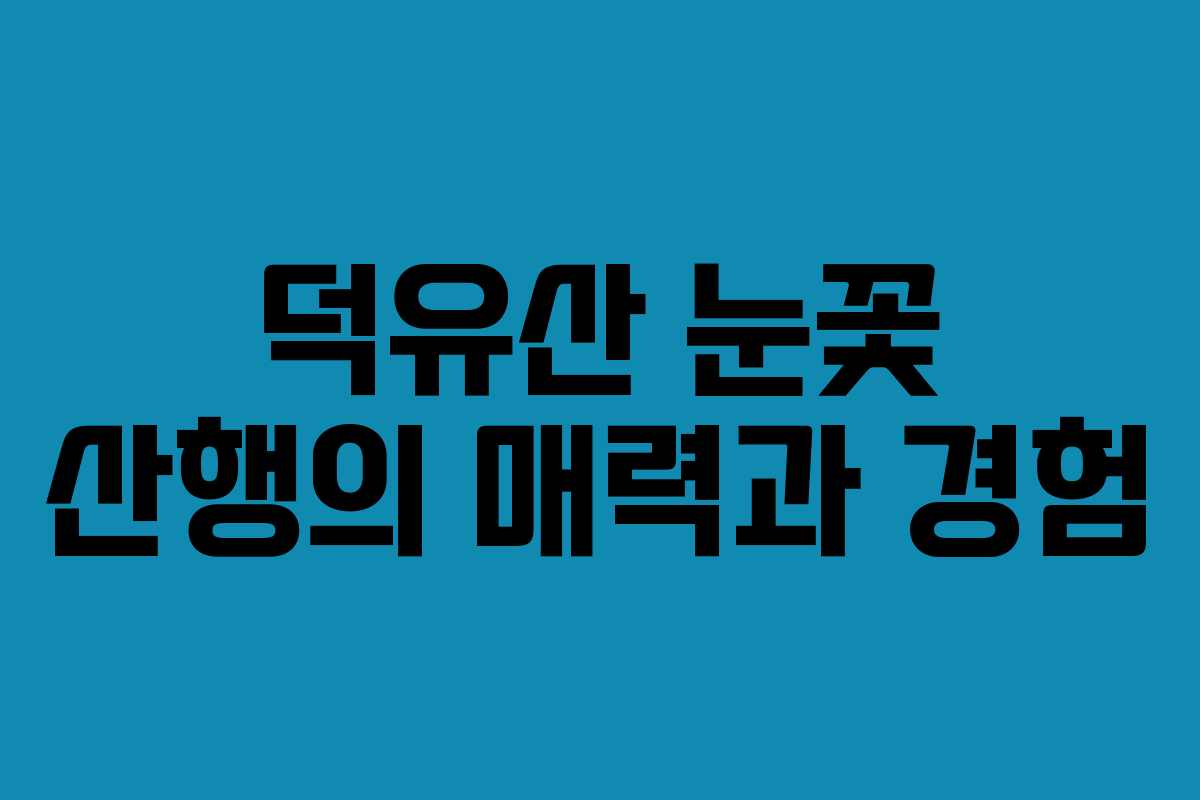 덕유산 눈꽃 산행의 매력과 경험