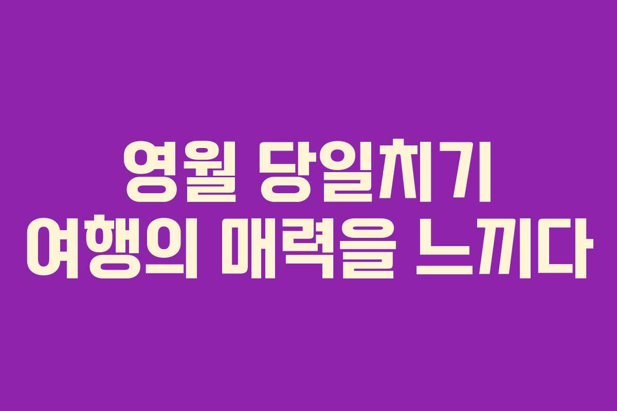 영월 당일치기 여행의 매력을 느끼다