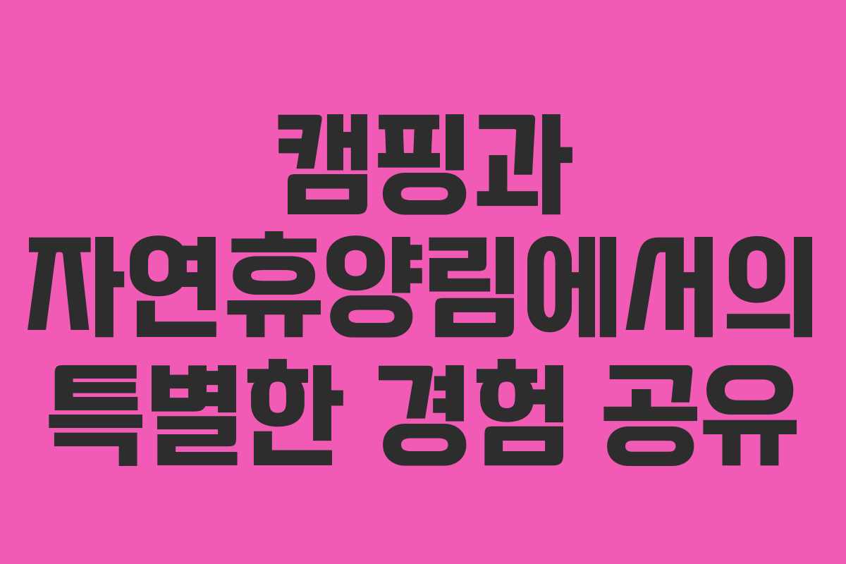 캠핑과 자연휴양림에서의 특별한 경험 공유