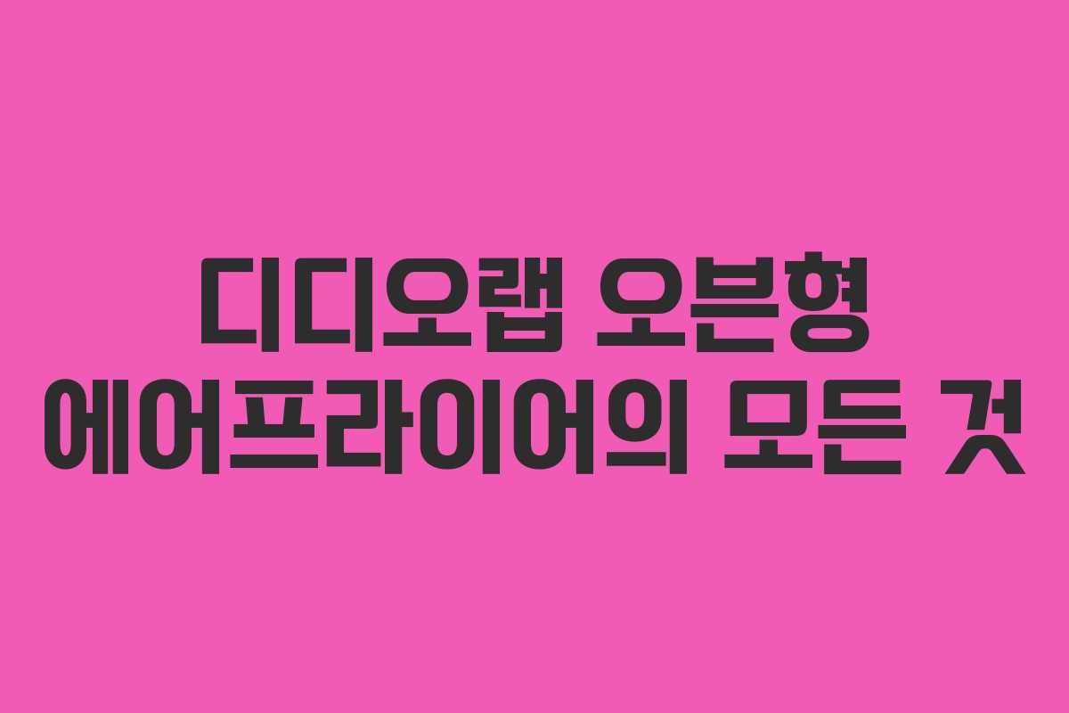 디디오랩 오븐형 에어프라이어의 모든 것