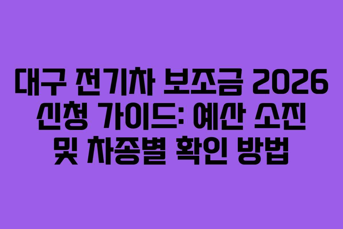 대구 전기차 보조금 2026 신청 가이드: 예산 소진 및 차종별 확인 방법