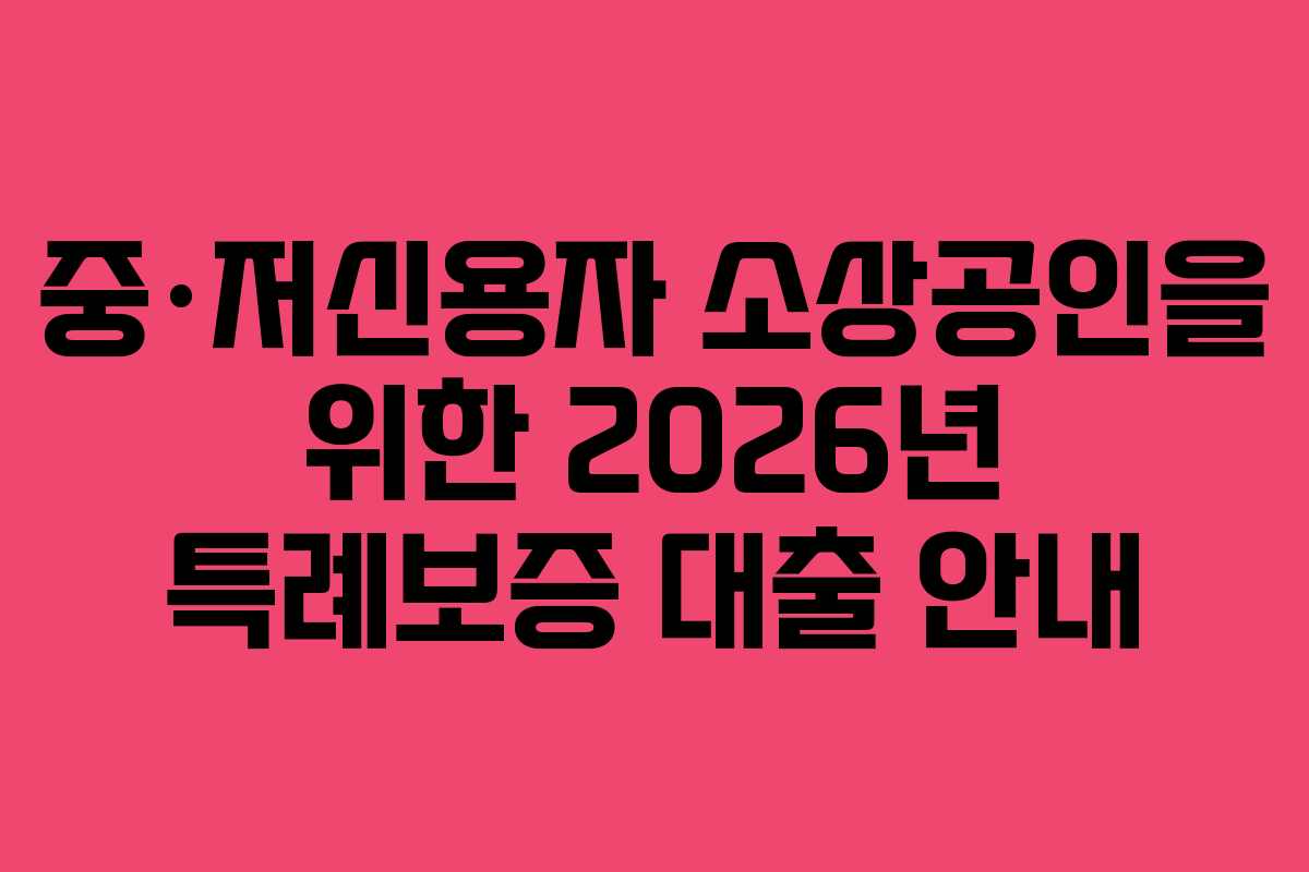 중·저신용자 소상공인을 위한 2026년 특례보증 대출 안내