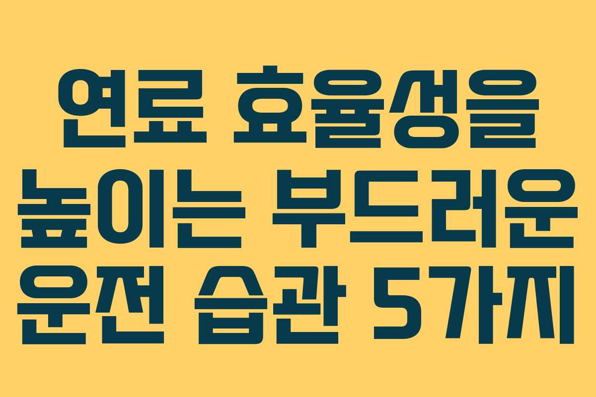 연료 효율성을 높이는 부드러운 운전 습관 5가지