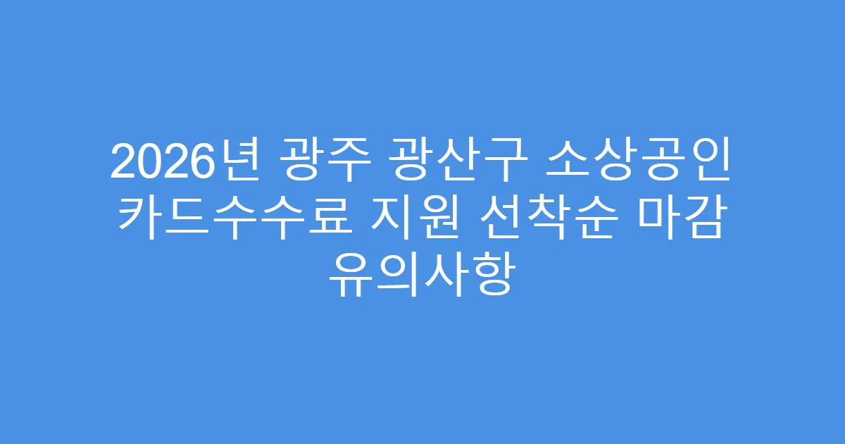 2026년 광주 광산구 소상공인 카드수수료 지원 선착순 마감 유의사항