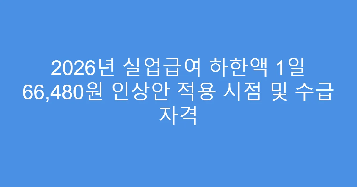 2026년 실업급여 하한액 1일 66,480원 인상안 적용 시점 및 수급 자격
