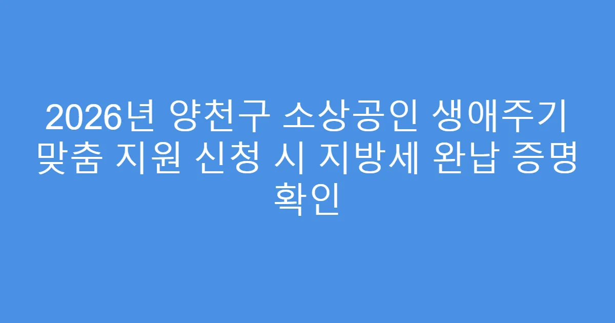 2026년 양천구 소상공인 생애주기 맞춤 지원 신청 시 지방세 완납 증명 확인