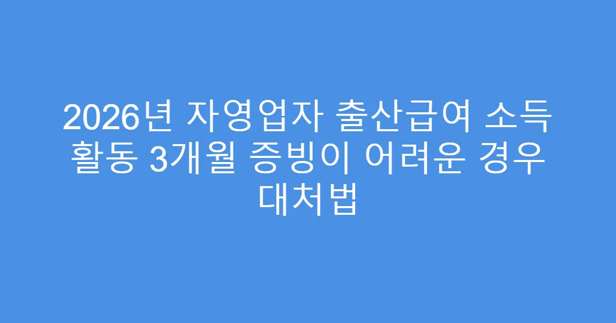 2026년 자영업자 출산급여 소득 활동 3개월 증빙이 어려운 경우 대처법