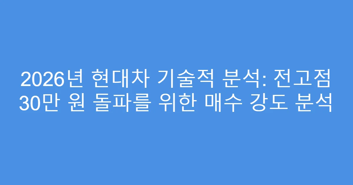 2026년 현대차 기술적 분석: 전고점 30만 원 돌파를 위한 매수 강도 분석