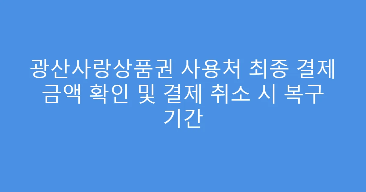 광산사랑상품권 사용처 최종 결제 금액 확인 및 결제 취소 시 복구 기간