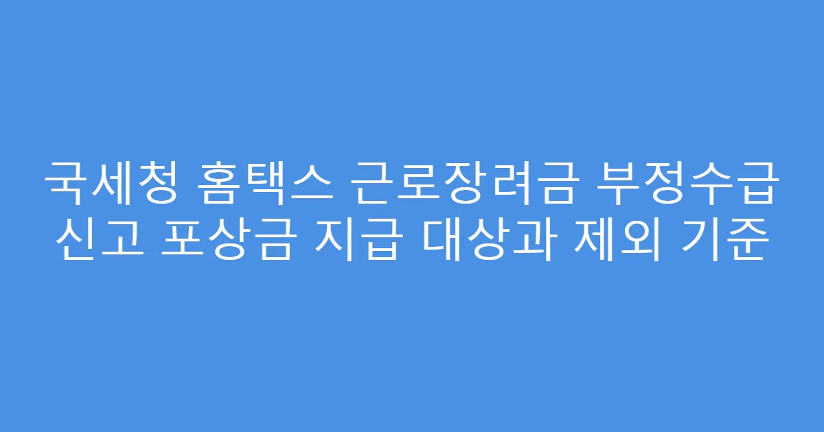 국세청 홈택스 근로장려금 부정수급 신고 포상금 지급 대상과 제외 기준