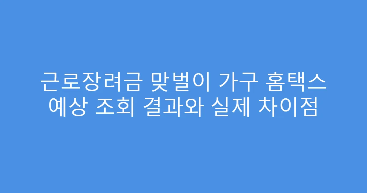 근로장려금 맞벌이 가구 홈택스 예상 조회 결과와 실제 차이점