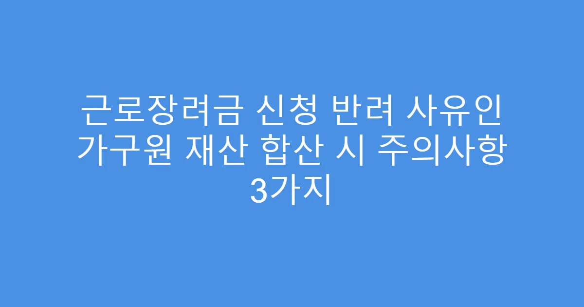 근로장려금 신청 반려 사유인 가구원 재산 합산 시 주의사항 3가지