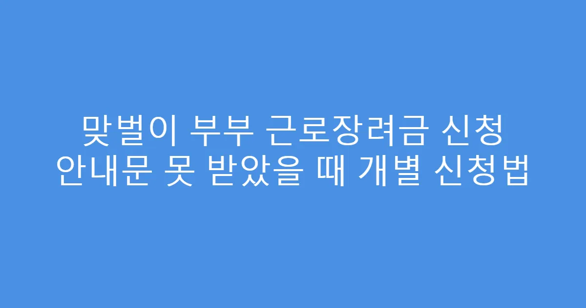 맞벌이 부부 근로장려금 신청 안내문 못 받았을 때 개별 신청법
