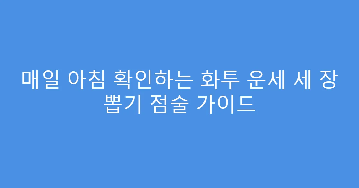 매일 아침 확인하는 화투 운세 세 장 뽑기 점술 가이드