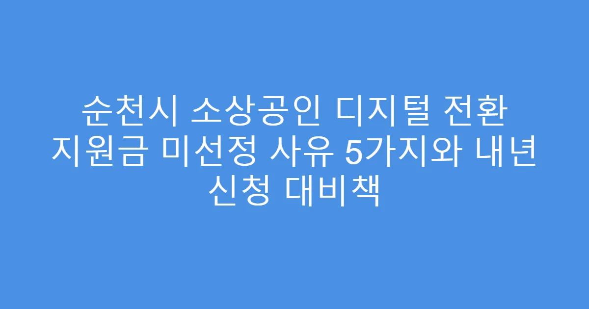순천시 소상공인 디지털 전환 지원금 미선정 사유 5가지와 내년 신청 대비책