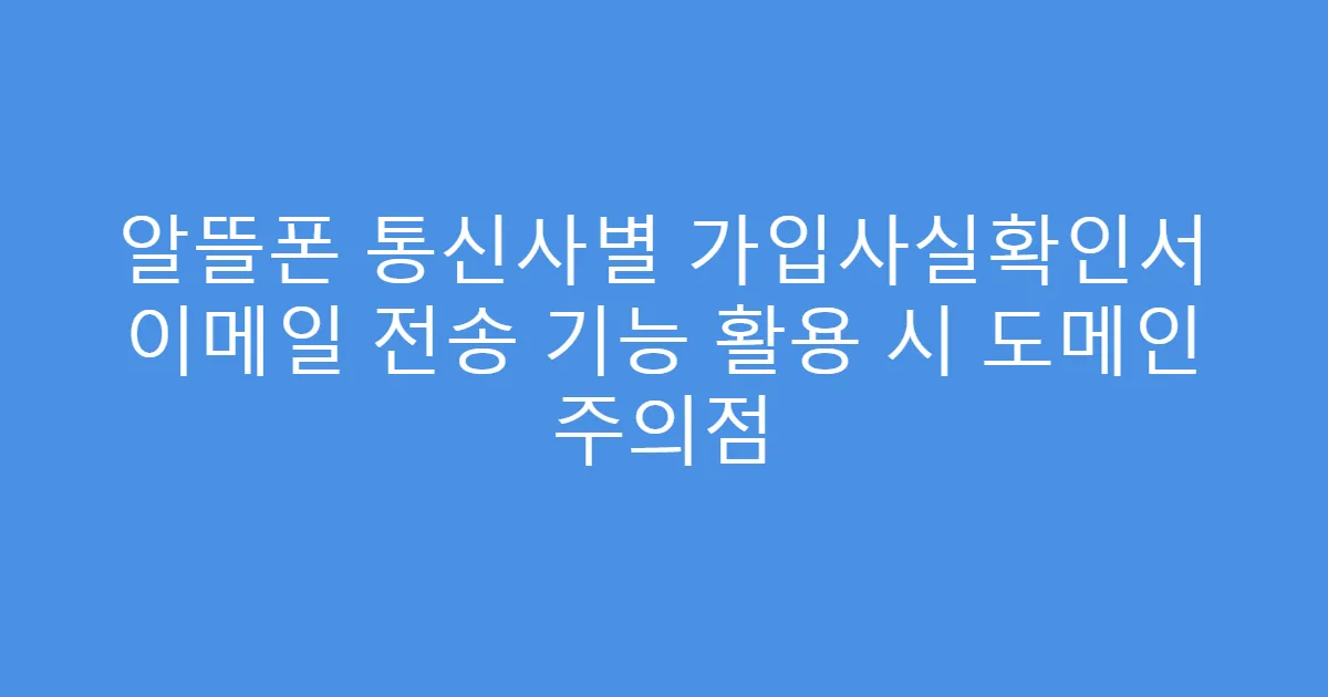 알뜰폰 통신사별 가입사실확인서 이메일 전송 기능 활용 시 도메인 주의점