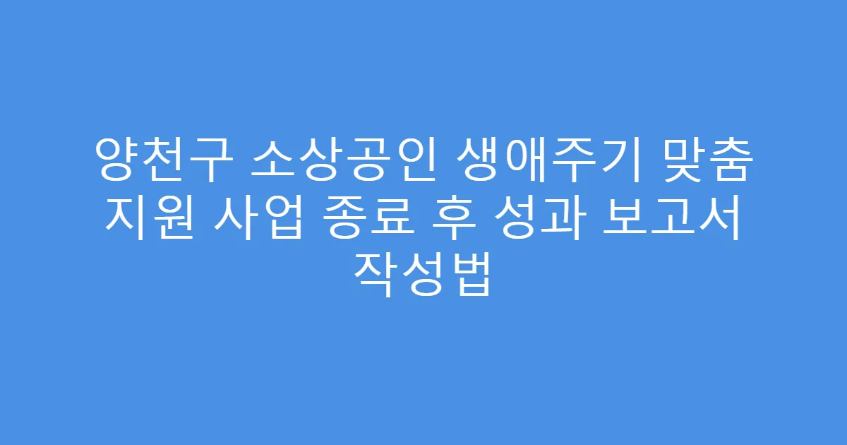 양천구 소상공인 생애주기 맞춤 지원 사업 종료 후 성과 보고서 작성법