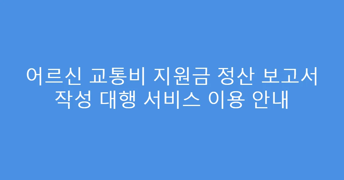 어르신 교통비 지원금 정산 보고서 작성 대행 서비스 이용 안내