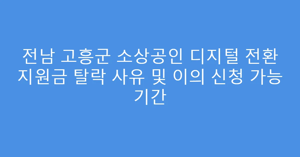 전남 고흥군 소상공인 디지털 전환 지원금 탈락 사유 및 이의 신청 가능 기간