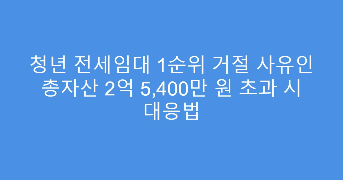 청년 전세임대 1순위 거절 사유인 총자산 2억 5,400만 원 초과 시 대응법