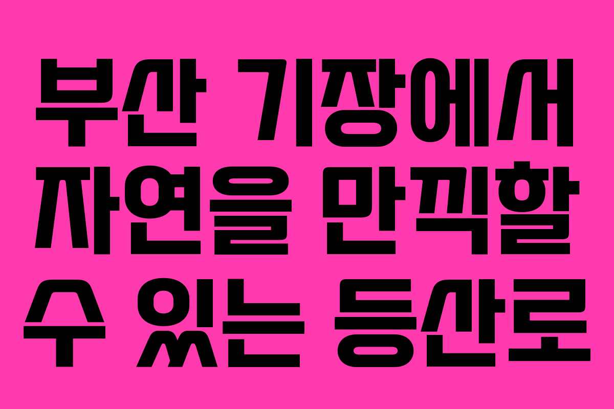 부산 기장에서 자연을 만끽할 수 있는 등산로