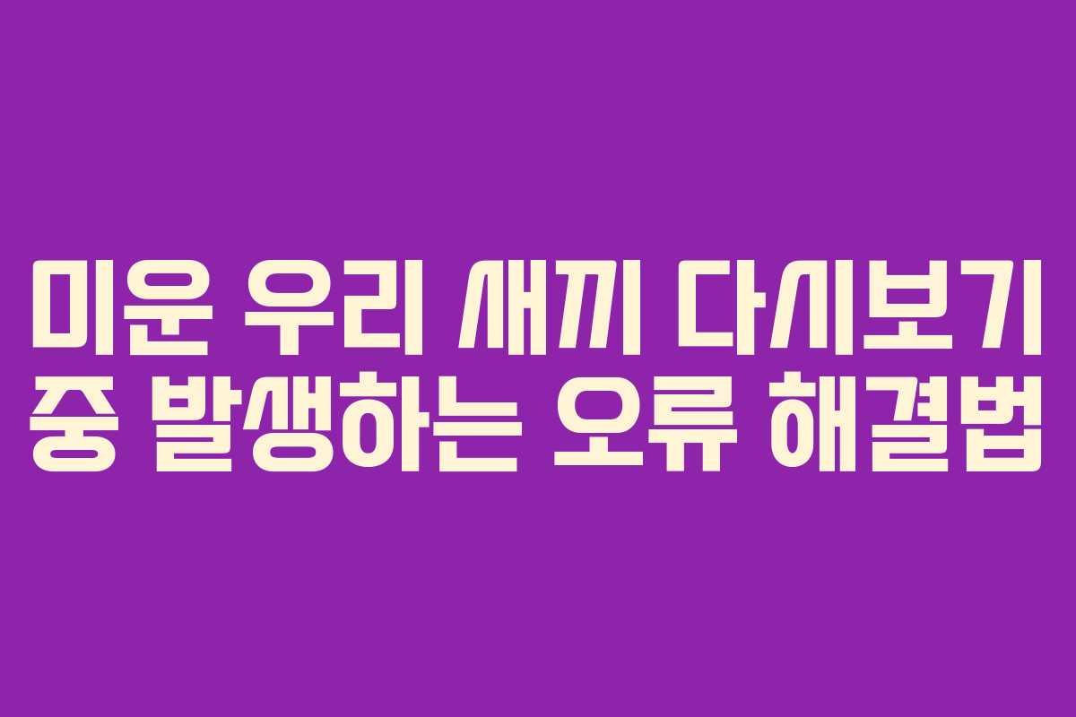 미운 우리 새끼 다시보기 중 발생하는 오류 해결법