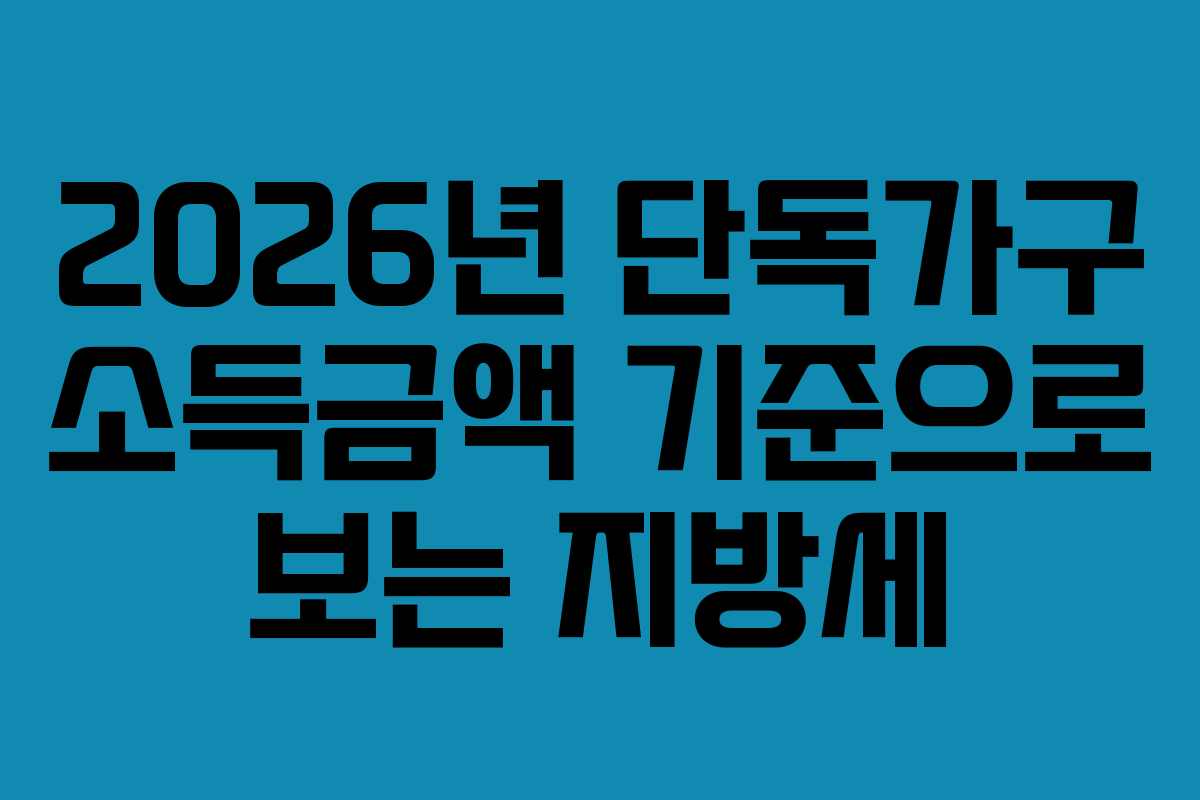 2026년 단독가구 소득금액 기준으로 보는 지방세