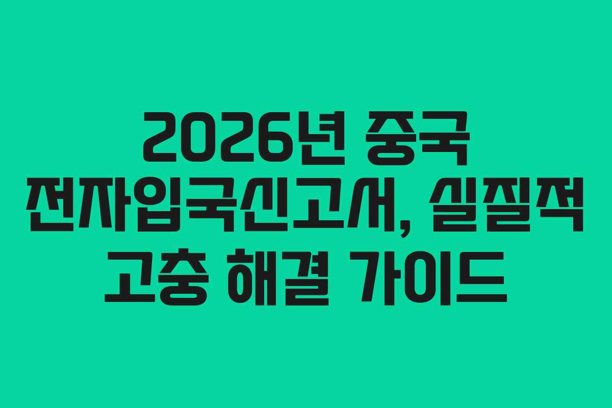 2026년 중국 전자입국신고서, 실질적 고충 해결 가이드