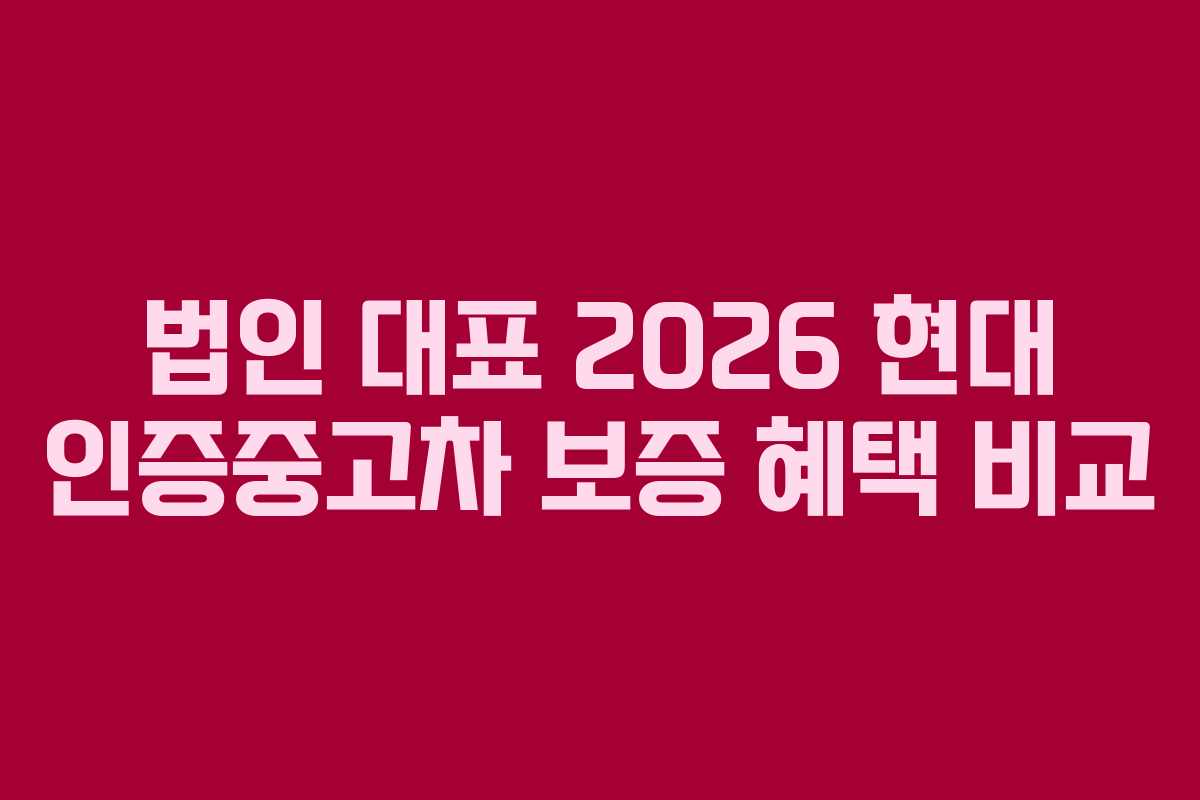 법인 대표 2026 현대 인증중고차 보증 혜택 비교