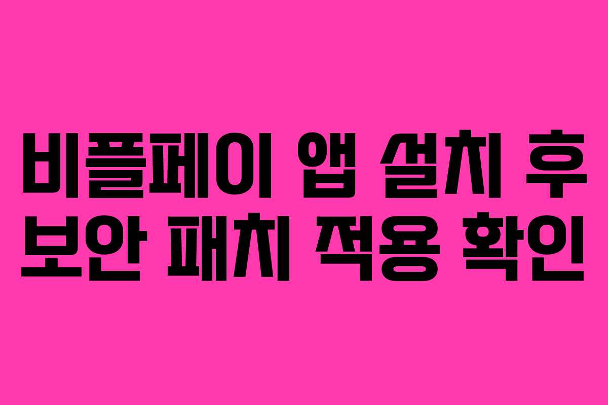 비플페이 앱 설치 후 보안 패치 적용 확인