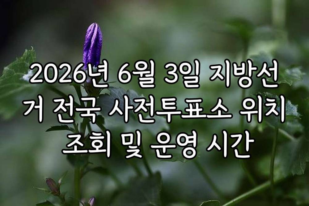 2026년 6월 3일 지방선거 전국 사전투표소 위치 조회 및 운영 시간