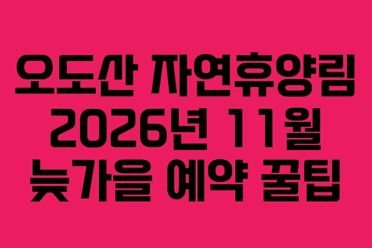 오도산 자연휴양림 2026년 11월 늦가을 예약 꿀팁