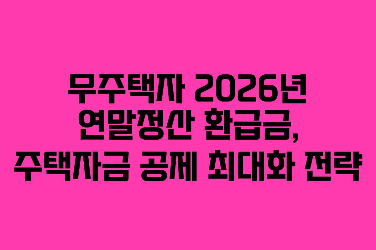 무주택자-2026년-연말정산-환급금,-주택자금-공제-최대화-전략