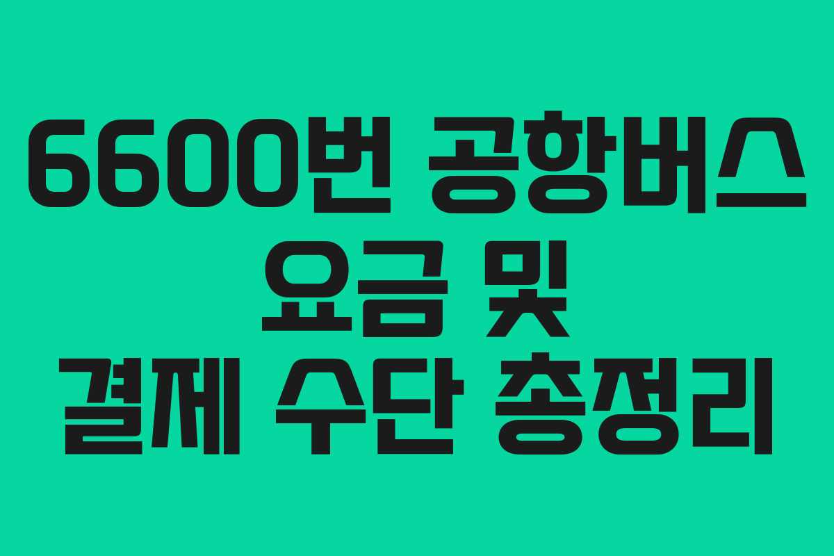 6600번-공항버스-요금-및-결제-수단-총정리